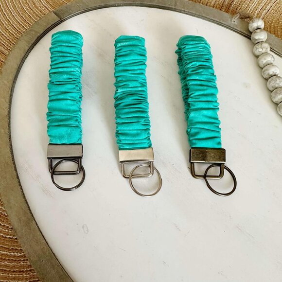 Simple Blue Scrunchie Keychain Wristlet - Picture 1 of 3